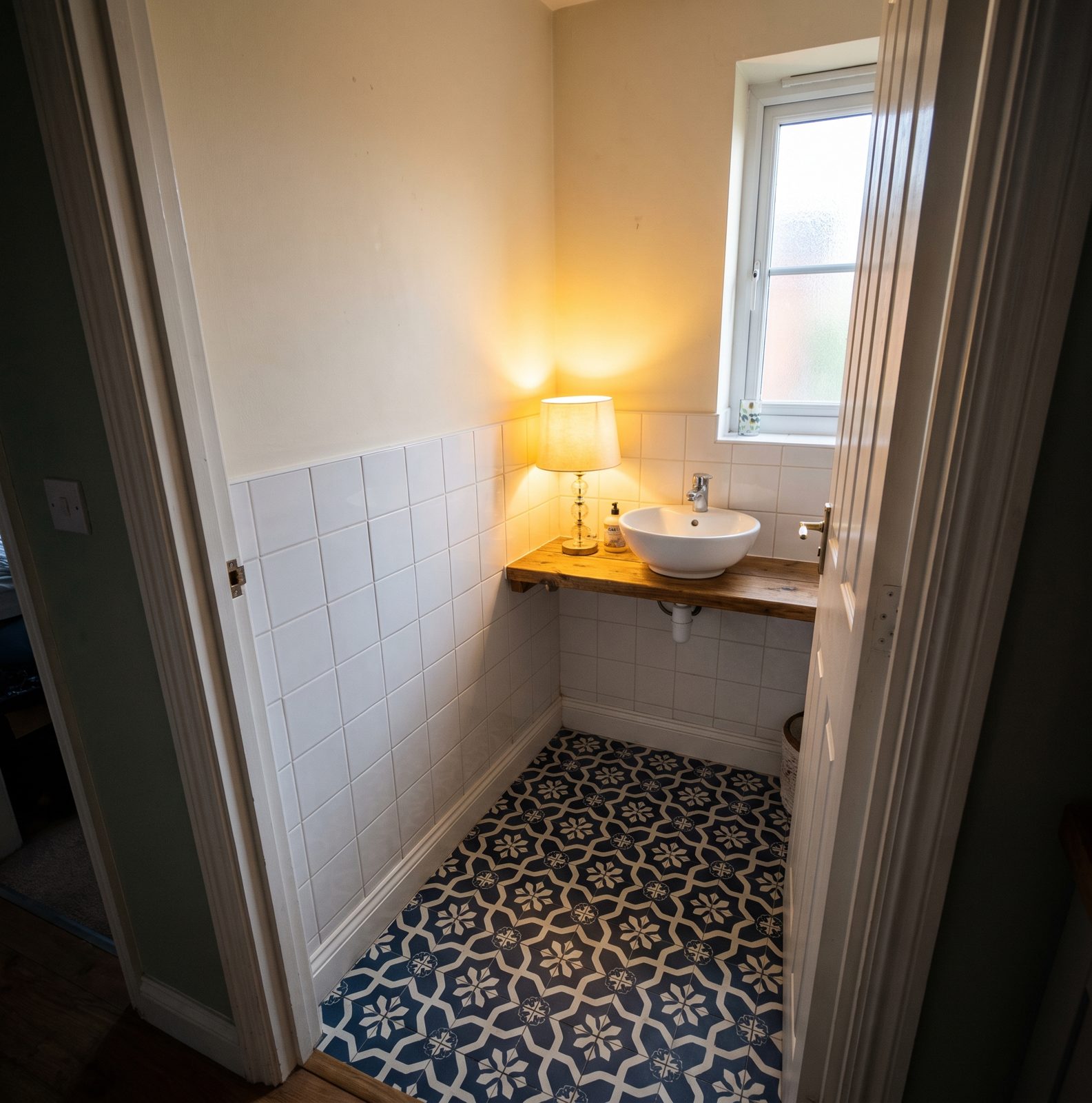 Patterned cloakroom floor